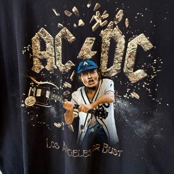 Dodger Stadium 2015 Black AC/DC Band T-Shirt Size XL Baseball - Picture 2 of 8